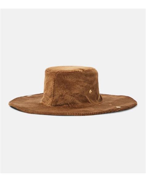 miu miu denim cowboy hat|Logo corduroy cowboy hat in brown .